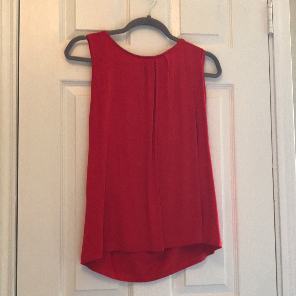 red sleeveless top